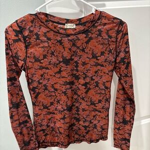 Jean Paul Gaultier Red and Black Floral Long Sleeve Top